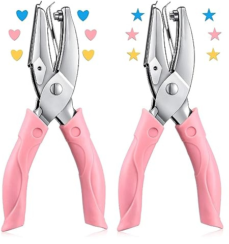 JOCXZI 2 Pièces Perforatrice à Papier en métal-avec poignée Souple en Forme de cœur/étoile pour Bricolage Artisanat Bureau Ecole Maison DIY Artisanat Scrapbook Cartes en Papier