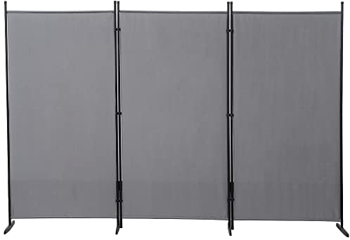 Mingone Separador de ambientes, biombo extralargo, 3 Piezas, protección Visual, Plegable, con Marco de Metal, Tejido de Mezcla de poliéster, para salón, Dormitorio, Cocina, Oficina, balcón, jardín,