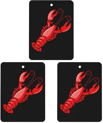 Boston Lobster Novelty Car Air Fresheners Long Lasting Paper Scent Hanging Decor for Home Auto Rear View Mirror Closet 3 Piece
