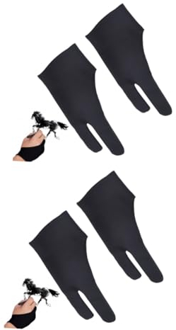 NUOBESTY 4stücke Zeichnerhandschuhe Für Grafiktablett Atmungsaktive Elastische Zwei-finger-handschuhe Schwarz s Für Skizzieren Und Malen Kompatibel Mit Stift-displays Und Light-box