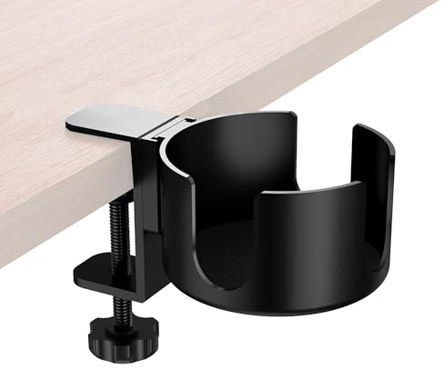 Portavasos Antiderrames Soporte Taza Escritorio, Universal Acero Inoxidable Portavasos Abrazadera Clip para Botellas de Agua para Escritorio Mesa para Hogar Oficina, 1 Piezas