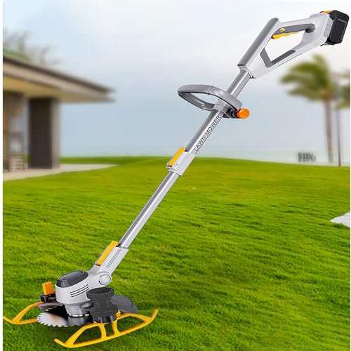 ZbOLi Cortacésped inalámbrico eléctrico Weed Eater de 21 V, desbrozadora doméstica retráctil Weed Wacker con Pantalla LED, pivotes de Cabezal de 90 °, con Ruedas auxiliares, para jardín