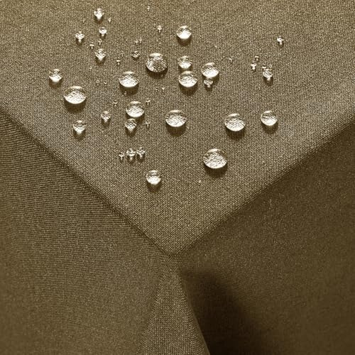 Deconovo Nappe Rectangulaire de Tables Effet Lin Grossier Anti-tâche Imperméable, Extérieur Nappe de Restaurant, 130×160 CM, Lin