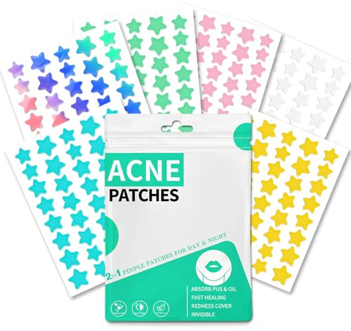 Pimple Patches Hydrokolloid Unsichtbare Pickel Patch mit Teebaumöl Tag und Nacht Verwenden Pimple Patch Akne Patches Wasserdichte Atmungsaktive Acne Patch Pflaster (240 Stück, Star)