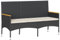 vidaXL Gartenbank 3-Sitzer, Parkbank mit Kissen Stahlrahmen, Sitzbank für Terrasse Garten Balkon, Gartenmöbel Balkonbank, Schwarz Poly Rattan