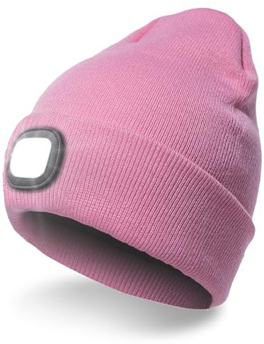 INHDBOX LED-mössa, stickad mössa med USB uppladdningsbart ljus, belysning och blinkande varningstyper 8 lysdioder, enkel installation fram bak strålkastarmössa, unisex vintervarmare stickad mössa,