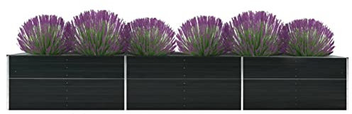 Cinyiqo Lit surélevé de Jardin Acier galvanisé 480x80x77 cm Anthracite,Bordure Pierre,Kit Gabion,Gabion Jardiniere