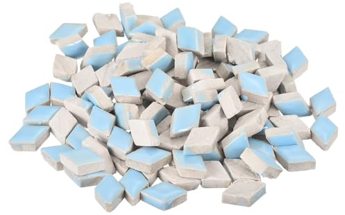 QUARKZMAN 200g Keramik-Mosaikfliesen Rautenförmige hellblaue Keramikfliesen | für Bastelbedarf in Großpackungen, für Mosaik-Sets Garten Trittplatten Cup Mat