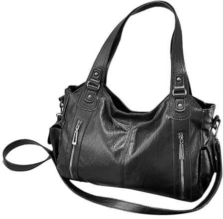 BAJO CASUAL MUJER - TOTE BAM gran capacidad, bolso de hombro suave | Plaza impermeable de piel Elegante bolso casual elegante con péndulo para la compra para alimentos acolchados en cin, Negro , Fare
