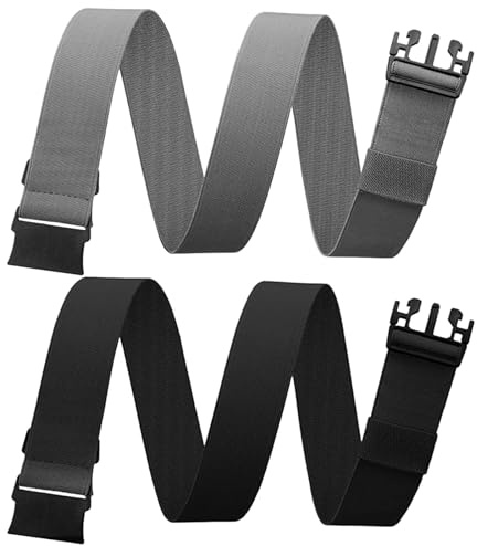 ZPLASK 2PCS Elasticated Belt Men, Flexible Lightweight Belts for Daily Wear, Buckle-Free Stretch Waistband with Full Adjustability and Durable Comfort Fit(Black&Grey)