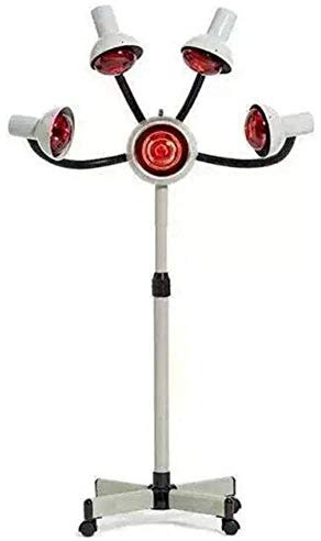 5 bombillas Lámpara de calor infrarroja Luz roja Secador de pelo Procesador de color Peluquería Peinado Brazos flexibles con ruedas giratorias Bombillas Vaporizador de pelo de salón 75 W (Blanco)