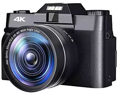 Appareil Photo numérique, 48MP Vintage Appareil Photo Numérique Objectif Grand Angle Enregistreur Photographique 4K Compact Caméscope Blogger Vlogging Caméra Vidéo(32G TF Card,with Wide)