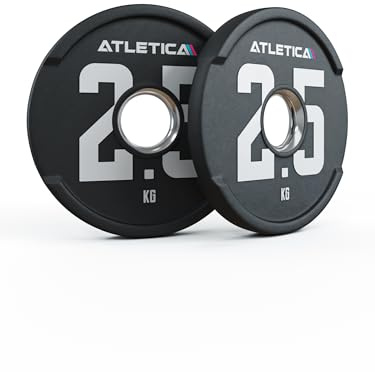 ATLETICA 2H Gripper Plates Pro Hantelscheiben, Paar, 50mm | Stoßdämpfende CPU-Ummantelung höchster Qualität, CNC-gefräster Stahlkern, Gewichtstoleranz <1%, Edelstahlring