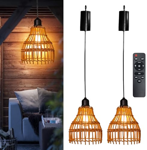 Lot De 2 Suspension Luminaire, Lampe Suspension, Lampes Suspendues, Suspension Industrielle, Suspension Luminaire Diy Créatif Avec Télécommande Piles E27, Lustre Industriel Pour Jardin, Balcon