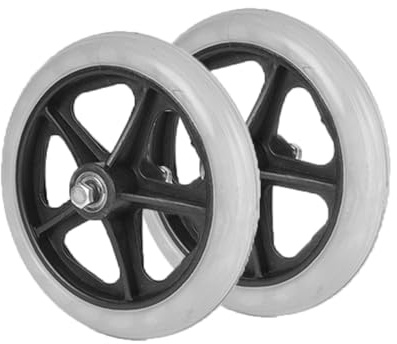 Lot de 2 accessoires pour roues avant pour fauteuils roulants, résistance à l'usure avec roulements, roues de rechange solides, gris