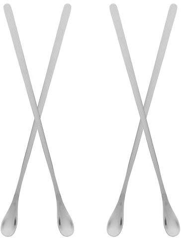 jojofuny Lot de 4 Cuillères à Café en Acier Inoxydable Longues Manches Argentées Cuillères à Mélanger Dessert Ustensiles Cuisine pour Thé Café et Cocktails Usage Maison et