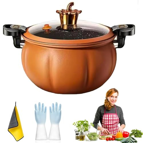 Multifunctional Large Capacity Non-stick Pressure Cooker, Pressure Cooker 8 L, Visible Transparent Glass Cover, Anti-Scalding Handle, Microwave Pressure Cookers for Slow Cook, Sear & Saute (C)