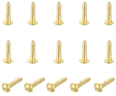 QUARKZMAN 15 Pcs Vis En Laiton M2.5 x 10mm Or | Vis A Bois Auto-Taraudeuse A Tete Ronde Fendue Pleine Pour Réparation De Meubles Cadre Photo Cloisons Séches Electroménager