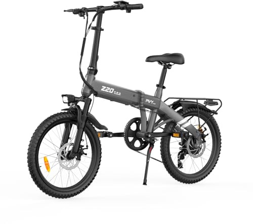 PVY City Klapprad E Bike Herren Damen, 20 Zoll Elektrofahrrad mit 250W Motor 50N.m Torque 36V 14.5Ah Akku Leichtes E-Bike 25 km/h 7-Gang 120 km Reichweite Scheibenbremsen LCD-Display (Dunkelgrau)