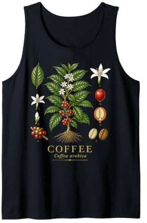 Coffee Coffea Arabica Vintage Botanical Anatomy Study Plate Tank Top