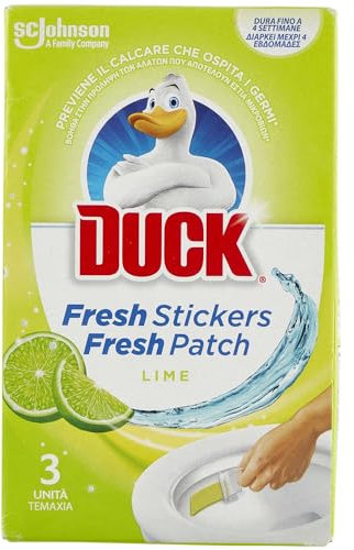 Duck Fresh Stickers Strisce Adesive Gel Igienizzanti Wc, Profumo Lime, 3 Pezzi