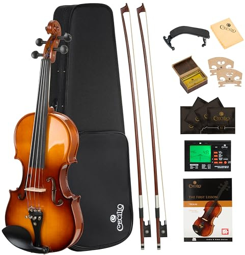 Cecilio 1/2 Violin Solidwood Violin with Hard Case, Bow, Rosin, Tuner, Shoulder Rest & Lesson Book – Ideal for Beginners
