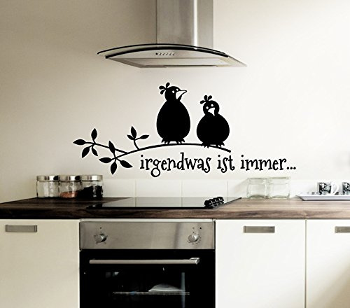 Grandora W5027 Wandtattoo Spruch Irgendwas ist Immer + Vögel schwarz (BxH) 80 x 34 cm