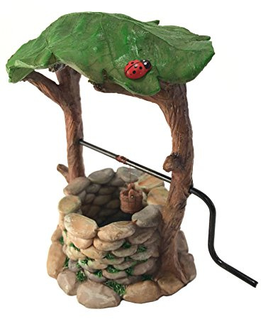GlitZGlam Miniatur Wunschbrunnen mit beweglichen Griff und Wassereimer für Gartenzwerge - EIN Feengarten Accessoire