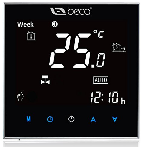 Termostato para calefacción BECA, con pantalla LCD táctil 3/16A, inalámbrico y programable, 220.00 voltsV