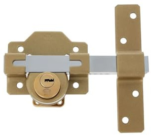 Amig - Cerrojo de Sobreponer con Cilindro Redondo Interior y Exterior Mod. 40-105 x 170 mm - Cerradura de Seguridad con Llave - Incluye 5 Llaves de Punto - Acero Martelé