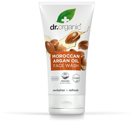 Dr Organic Marokkanisches Arganöl-Gesichtswaschgel, Normale & Trockene Haut, Vegan, Tierversuchsfrei, Paraben- & SLS-frei, Recycelt & Recyclebar, Bio, 150ml