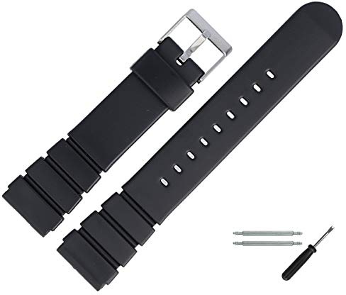 MARBURGER Uhrenarmband 20mm Kunststoff Schwarz - Werkzeug Montage Set 9602070100120