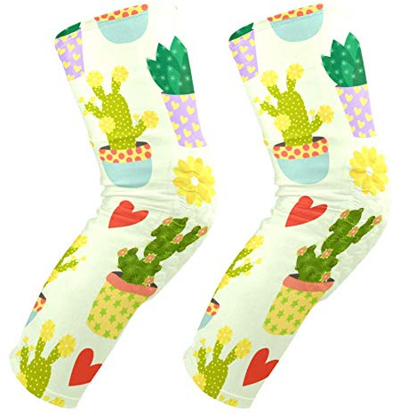 EZIOLY Knieschoner, Kakteen Blumen und Herzen, Basketball, Volleyball, Wabenbein, Knieschoner, gepolstert, für Herren und Damen