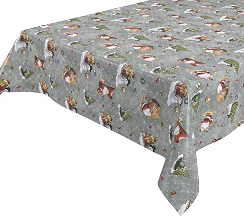 Wachstuchtischdecke abwischbar Tischdecke RUND ECKIG, Weihnachten Motiv und Größe wählbar (Eckig 100x140 cm, Weihnachten-Silber)