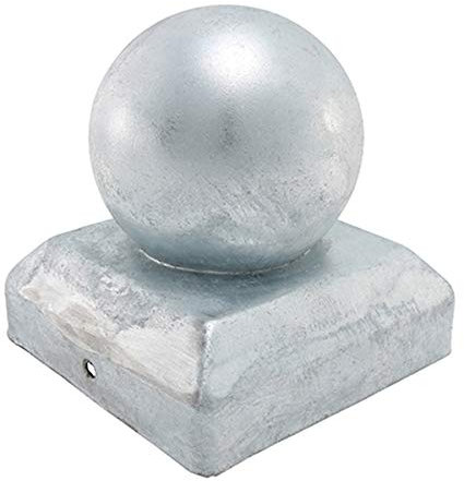 Metal Fence Post CAPS | Oxide Red/Galvanised Silver/Black | All Sizes 50mm 75mm 100mm Ball or Pyramid Available - Decorative (75x75mm Ball, Hot Dipped Galvanised)