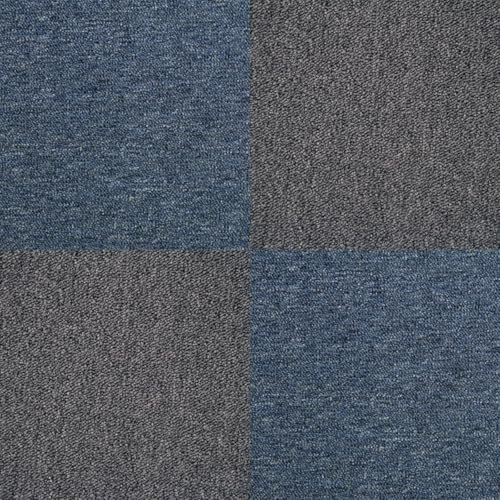 Monster Shop Dalle de Moquette Ultra-Résistant Couleur Noir Charbon & Bleu Tempête pour Usage Professionnel, 2 Paquets de 20 Dalles de 50cm x 50cm (Superficie de 10m²)