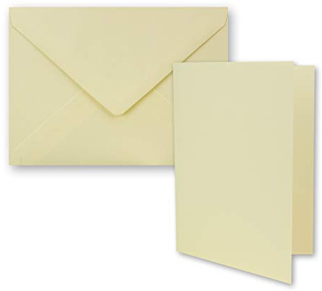 FarbenFroh by GUSTAV NEUSER 50x Faltkarten-Set DIN A7-10,5 x 7,4 cm - mit Umschlägen DIN C7 in Vanille - Kleine Doppelkarten blanko zum Selbstgestalten und Bedrucken