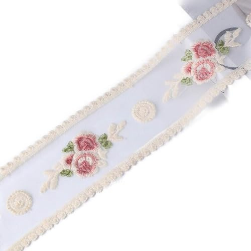 Spitzenbordüre, zartes Baumwoll-Stickband für Hochzeit/Brautdekoration, DIY Handwerk Nähen Heimdekoration, 9,1 m (beige)
