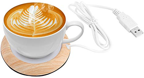 USB Coffee Mug Warmer, 4 Inch 5V USB Wood Grain Warmming Mat with 176°F/80℃ Temperature Heating for Cocoa, Tea, Water, Milk(Bright)
