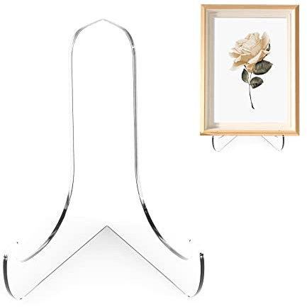 Boloyo 60-Degree Angle Acrylic Plate Display Stand , 3 Inch 2PC Clear Acrylic Display Holder Easel Base for Home Office Kitchen School Art Display