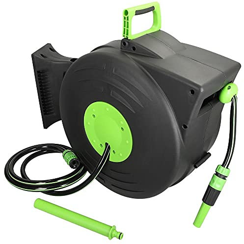 Wand Schlauchbox mit automatischem Einzug Schwenkbare Schlauchtrommel 20 m Qualitätsschlauch Schlaucheinzug mit Stopp-Funktion