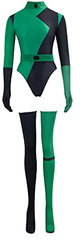 Kim Possible Shego Cosplay Kostüm Damen Overall mit Handschuhen und Strümpfen, Halloween Body (S)