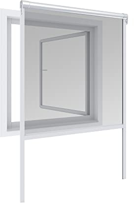 Windhager Insektenschutz Basic Rollofenster Alu, Insektenschutzrollo, Fliegengitterrollo, Selbstbausatz 130 x 160cm, weiß, 04501