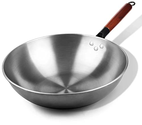 BAILR Pentola Antigraffio, Antiaderenti e Ergonomico Wok Cinese Padella, Wok Cinese per Fornelli a Gas a Induzione Elettrica Forno (A 32cm)