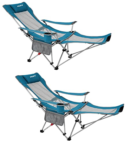#WEJOY 2-in-1 Campingstuhl 2 Seter Klappbarer Liege Faltbarer Strandstuhl mit Verstellbarer Rückenlehne & Fußstütze