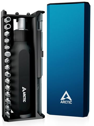 ARCTIC Kit di cacciaviti a cricchetto ARCTIC - Set di cacciaviti a cricchetto 27 in 1, Philipps/Slotted/Torx/Pozidriv/Hex, custodia in alluminio, cacciavite con caricatore di punte per il fai-da-te,