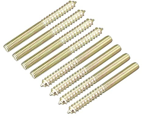sourcing map M8x80mm Hanger Bolts, 8pcs Double Ended Thread Dowel Screws for Wood Furniture