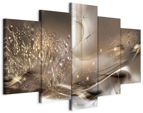 murando - Quadro Astratto Floreale 200x100 cm 5 Pezzi Stampa su Tela Stampa su Tela Grande - Quadri Moderni Camera da Letto Matrimoniale Decorazione - Effetto Oro Soffione Ornamento b-C-10151-b-a