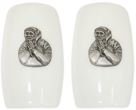 Mother Theresa China Salt and Pepper Shakers Cruet Set Modern White CSP 618