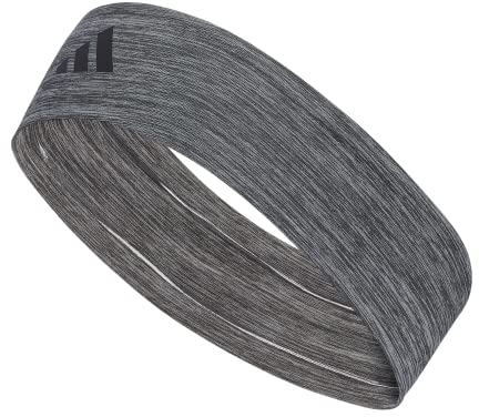adidas Alphaskin Elastic Headband, Heather Grey/Black/2, One Size